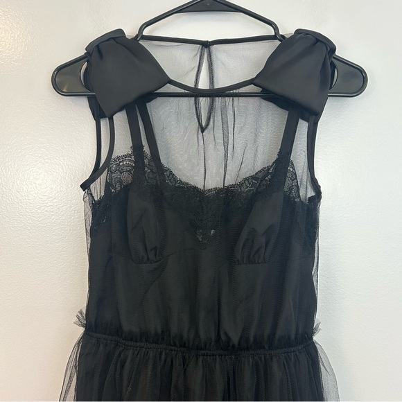 Rodarte Lace/Chiffon Tulle Black Mini Dress / Bows Size Small - Picture 4 of 14